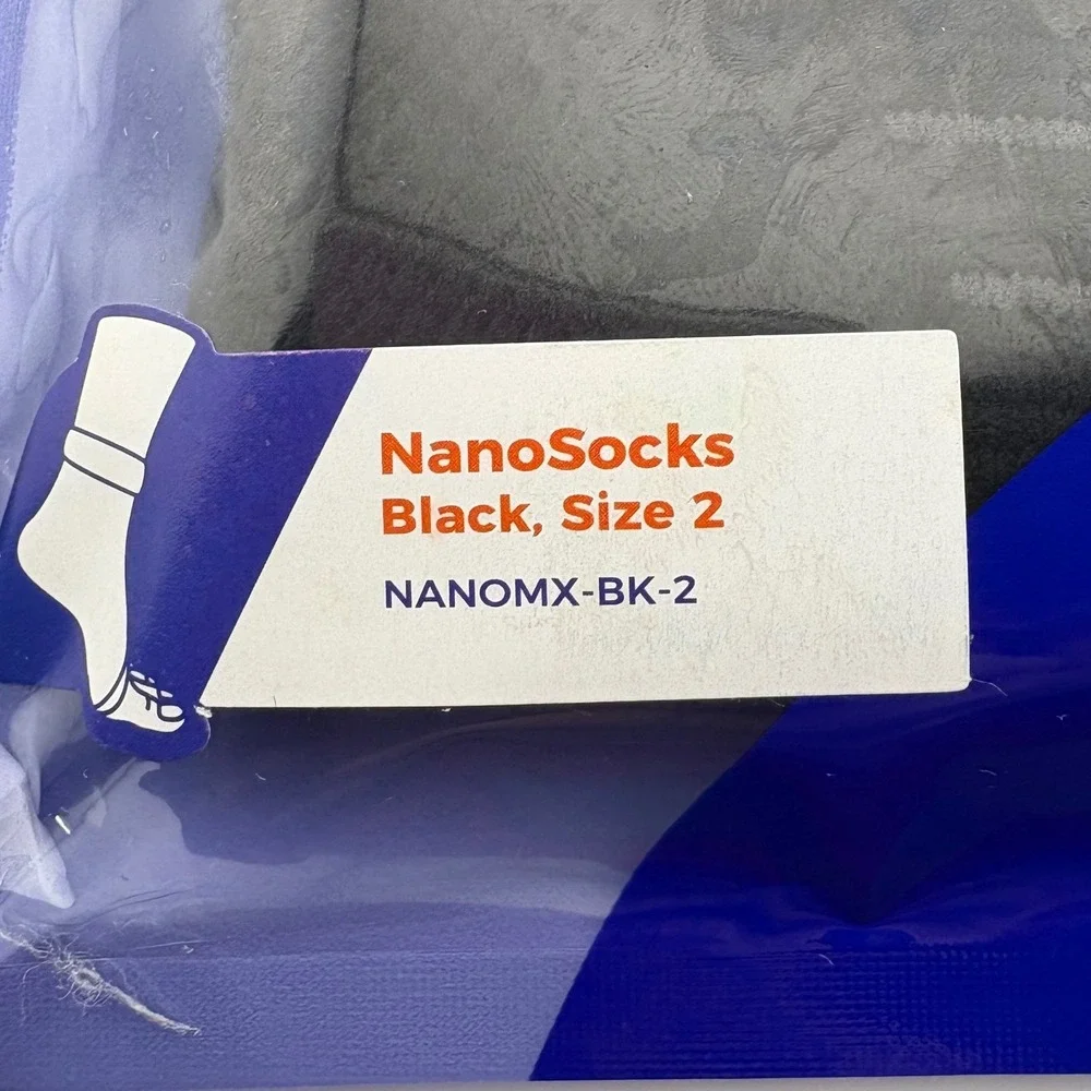 NanoSocks Black Size 2 Compression Ankle Sleeves‎ 3D Nano-Weave 3 Pairs